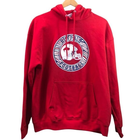 Port & Company Buffalo Bills Core Fleece Red Hooded Sweatshirt Size XL NFL - Picture 1 of 7